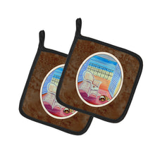 Load image into Gallery viewer, Sheltie waiting on Mom Pot Holders - Set of 2 Decorative Kitchen Helpers | Made in the USA 7186PTHD