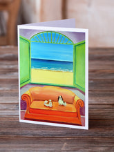 Load image into Gallery viewer, Japanese Chin Couch Sitting  Greeting Cards -  Blank Note Cards – 8-Pack of Artist-Designed Cards with Envelopes