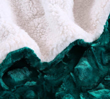 Load image into Gallery viewer, DaDa Bedding Mermaid Scales Emerald Green Blue w/ Sherpa Backside Faux Fur Throw Blanket (BL-171805)