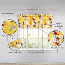 Load image into Gallery viewer, DaDa Bedding Floral Sunshine Yellow Hummingbirds Window Curtain Valance - 18" x 52" (JHW-925)