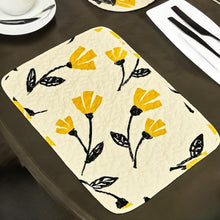Load image into Gallery viewer, DaDa Bedding Botanical Floral Dining Table Placemats - Set of 4-Pieces Quilted Ivory with Yellow Fleur Golden Orange Spring Time Tulips - 13 x 19