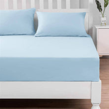 Load image into Gallery viewer, DaDa Bedding Cotton Soothing Light Sky Blue Fitted Sheet (JHW-604)