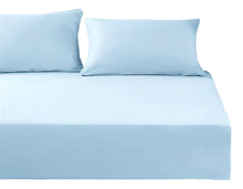 Load image into Gallery viewer, DaDa Bedding Cotton Soothing Light Sky Blue Fitted Sheet (JHW-604)