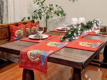 Load image into Gallery viewer, DaDa Bedding Red Santa Claus Christmas Tree Woven Tapestry Dining Table Runner (17615)