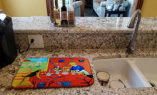 Load image into Gallery viewer, Airedale Terrier with lady in the kitchen Dish Drying Mat – Absorbent, Artistic Kitchen Essentials 7212DDM