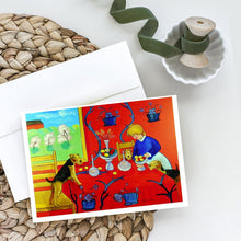 Load image into Gallery viewer, Airedale Terrier with lady in the kitchen Greeting Cards -  Blank Note Cards – 8-Pack of Artist-Designed Cards with Envelopes