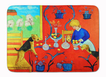 Load image into Gallery viewer, Airedale Terrier with lady in the kitchen Machine Washable Memory Foam Mat 7212RUG
