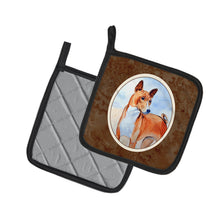 Load image into Gallery viewer, Red and White Basenji Pot Holders - Set of 2 Decorative Kitchen Helpers | Made in the USA 7223PTHD