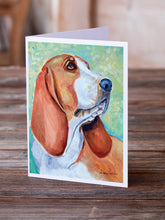 Load image into Gallery viewer, Basset Hound Greeting Cards -  Blank Note Cards – 8-Pack of Artist-Designed Cards with Envelopes