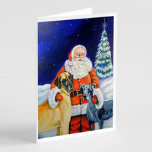 Load image into Gallery viewer, Santa Claus with Great Dane  Greeting Cards -  Blank Note Cards – 8-Pack of Artist-Designed Cards with Envelopes