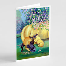 Load image into Gallery viewer, Great Dane and puppy  Greeting Cards -  Blank Note Cards – 8-Pack of Artist-Designed Cards with Envelopes