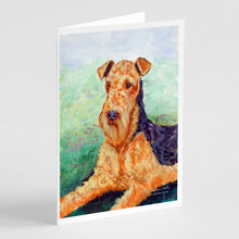 Load image into Gallery viewer, Airedale Terrier Greeting Cards -  Blank Note Cards – 8-Pack of Artist-Designed Cards with Envelopes