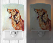 Load image into Gallery viewer, Long Haired Red Dachshund Ceramic Night Light 7240CNL