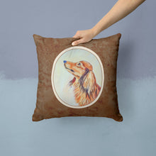 Load image into Gallery viewer, Long Haired Red Dachshund Throw Pillow - 14x14 Decorative Pillow – Art for Your Home &amp; Patio 7240PW1414