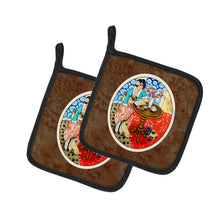 Load image into Gallery viewer, Lady with her Pug Pot Holders - Set of 2 Decorative Kitchen Helpers | Made in the USA 7259PTHD