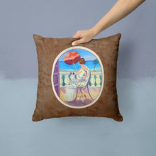 Load image into Gallery viewer, Lady with her Japanese Chin Throw Pillow - 14x14 Decorative Pillow – Art for Your Home &amp; Patio 7260PW1414