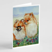 Load image into Gallery viewer, Pomeranian  Greeting Cards -  Blank Note Cards – 8-Pack of Artist-Designed Cards with Envelopes