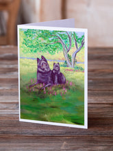 Load image into Gallery viewer, Schipperke and puppy  Greeting Cards -  Blank Note Cards – 8-Pack of Artist-Designed Cards with Envelopes