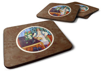 Load image into Gallery viewer, Lady with her Pug Foam Coaster  7265FC