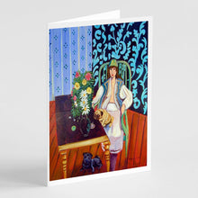 Load image into Gallery viewer, Lady with her Pug  Greeting Cards -  Blank Note Cards – 8-Pack of Artist-Designed Cards with Envelopes