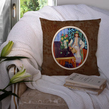 Load image into Gallery viewer, Lady with her Pug Throw Pillow - 14x14 Decorative Pillow – Art for Your Home &amp; Patio 7265PW1414