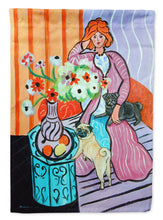 Load image into Gallery viewer, Lady with her Pug Garden Flag – Decorative Outdoor Yard Flag