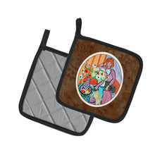 Load image into Gallery viewer, Lady with her Pug Pot Holders - Set of 2 Decorative Kitchen Helpers | Made in the USA 7266PTHD