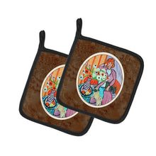 Load image into Gallery viewer, Lady with her Pug Pot Holders - Set of 2 Decorative Kitchen Helpers | Made in the USA 7266PTHD