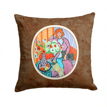 Load image into Gallery viewer, Lady with her Pug Throw Pillow - 14x14 Decorative Pillow – Art for Your Home &amp; Patio 7266PW1414