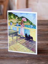 Load image into Gallery viewer, Lady with her Schipperke  Greeting Cards -  Blank Note Cards – 8-Pack of Artist-Designed Cards with Envelopes