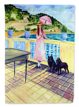 Load image into Gallery viewer, Lady with her Schipperke Garden Flag – Decorative Outdoor Yard Flag