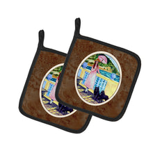 Load image into Gallery viewer, Lady with her Schipperke Pot Holders - Set of 2 Decorative Kitchen Helpers | Made in the USA 7267PTHD