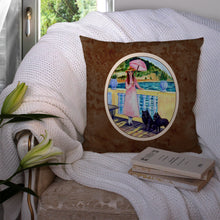 Load image into Gallery viewer, Lady with her Schipperke Throw Pillow - 14x14 Decorative Pillow – Art for Your Home &amp; Patio 7267PW1414