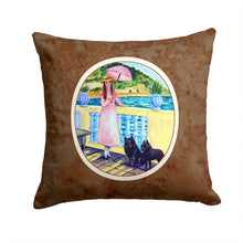 Load image into Gallery viewer, Lady with her Schipperke Throw Pillow - 14x14 Decorative Pillow – Art for Your Home &amp; Patio 7267PW1414