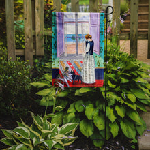 Load image into Gallery viewer, Lady with her Schipperke Garden Flag – Decorative Outdoor Yard Flag