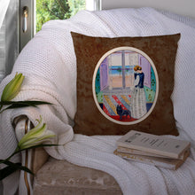 Load image into Gallery viewer, Lady with her Schipperke Throw Pillow - 14x14 Decorative Pillow – Art for Your Home &amp; Patio 7268PW1414