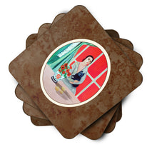Load image into Gallery viewer, Lady with her Schipperke Foam Coaster  7269FC