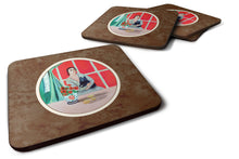 Load image into Gallery viewer, Lady with her Schipperke Foam Coaster  7269FC