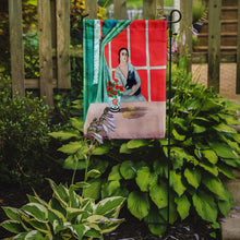 Load image into Gallery viewer, Lady with her Schipperke Garden Flag – Decorative Outdoor Yard Flag