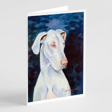 Load image into Gallery viewer, White Great Dane  Greeting Cards -  Blank Note Cards – 8-Pack of Artist-Designed Cards with Envelopes