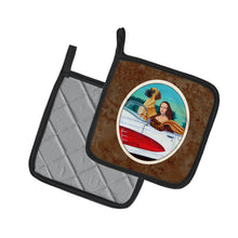Load image into Gallery viewer, Great Dane with Mona Lisa Pot Holders - Set of 2 Decorative Kitchen Helpers | Made in the USA 7282PTHD
