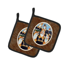Load image into Gallery viewer, Go Team Corgi Pembroke Pot Holders - Set of 2 Decorative Kitchen Helpers | Made in the USA 7286PTHD