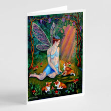 Load image into Gallery viewer, Fairy in the woods with her Corgis Greeting Cards -  Blank Note Cards – 8-Pack of Artist-Designed Cards with Envelopes
