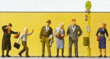 Load image into Gallery viewer, Preiser 10414 HO Scale Pedestrians -- Waiting for Bus pkg(6)