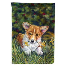 Load image into Gallery viewer, Corgi Pup and Daffodils Flag Canvas House Size 7300CHF