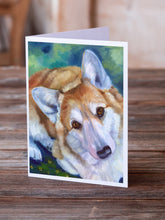 Load image into Gallery viewer, Corgi Mini Daises Greeting Cards -  Blank Note Cards – 8-Pack of Artist-Designed Cards with Envelopes