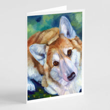 Load image into Gallery viewer, Corgi Mini Daises Greeting Cards -  Blank Note Cards – 8-Pack of Artist-Designed Cards with Envelopes