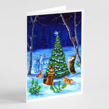 Load image into Gallery viewer, Corgi Christmas Peace Greeting Cards -  Blank Note Cards – 8-Pack of Artist-Designed Cards with Envelopes