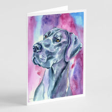 Load image into Gallery viewer, Great Dane Blue Mood Greeting Cards -  Blank Note Cards – 8-Pack of Artist-Designed Cards with Envelopes