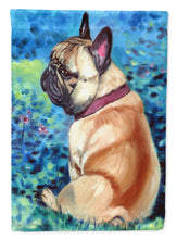 Load image into Gallery viewer, Fawn French Bulldog in Flowers Flag Canvas House Size 7313CHF